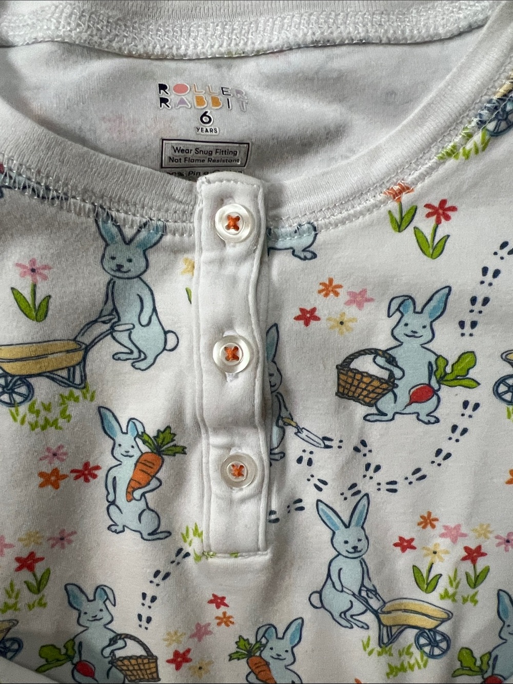 Kids Roller Rabbit Long Sleeve Pajama Set Henley carrots bunny 6yr